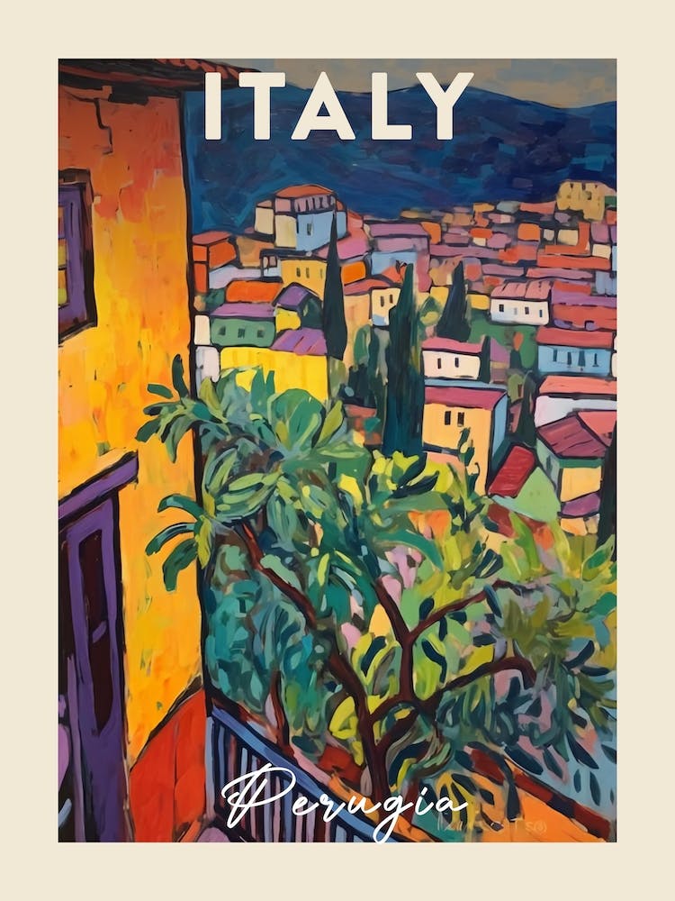 Perugia Italy 2 Fauvist Painting Travel Poster