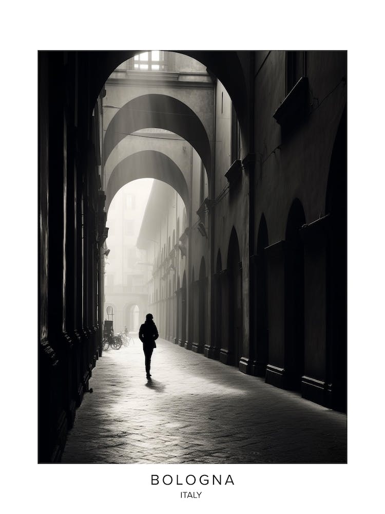 Poster Of Bologna, Italy, Black And White Analogue Photography 4
