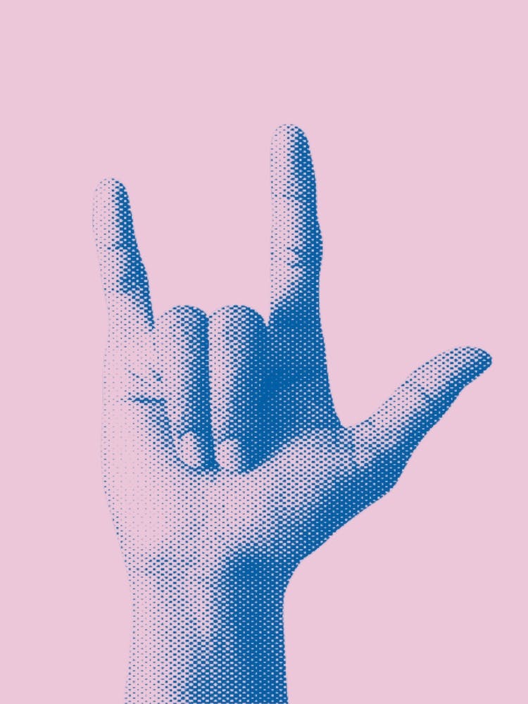 Blue And Pink Rock Hand Sign