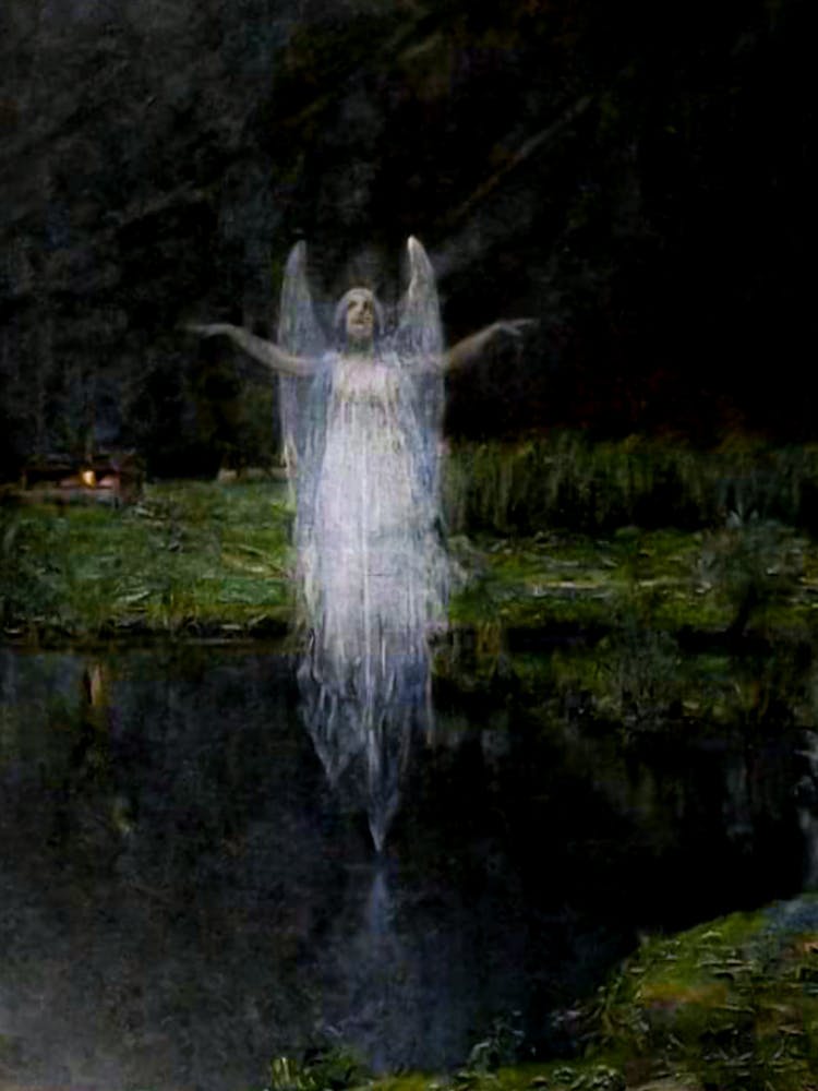 Wisp at the Foot of Monte Civetta in the Dolomites - Teodoro Wolf Ferrari, 1897 | Ghostly Apparition for Moody Antique Victorian Wall Feature in Remastered HD