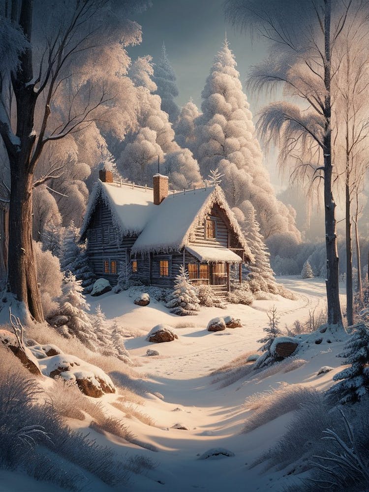 Winter Cabin In The Woods 1