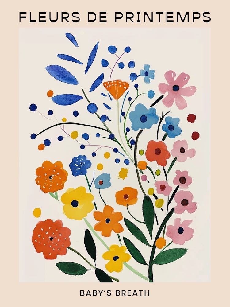 Spring Floral French Poster  Babys Breath 3