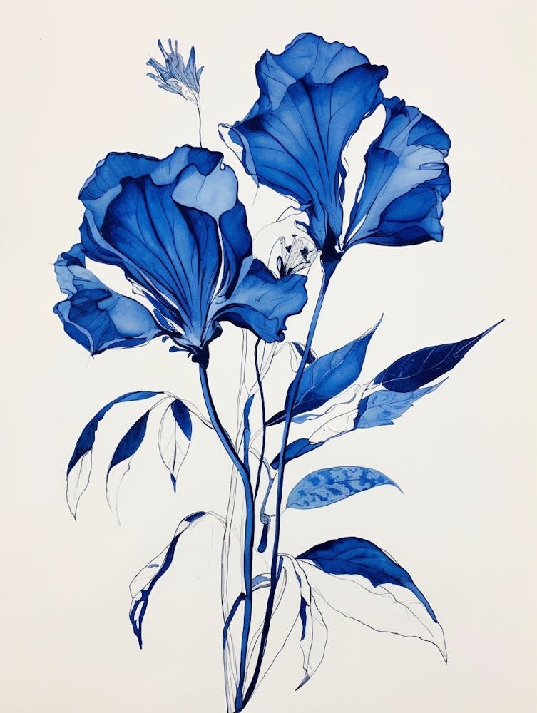 Blue Botanical Gloriosa Lily 1