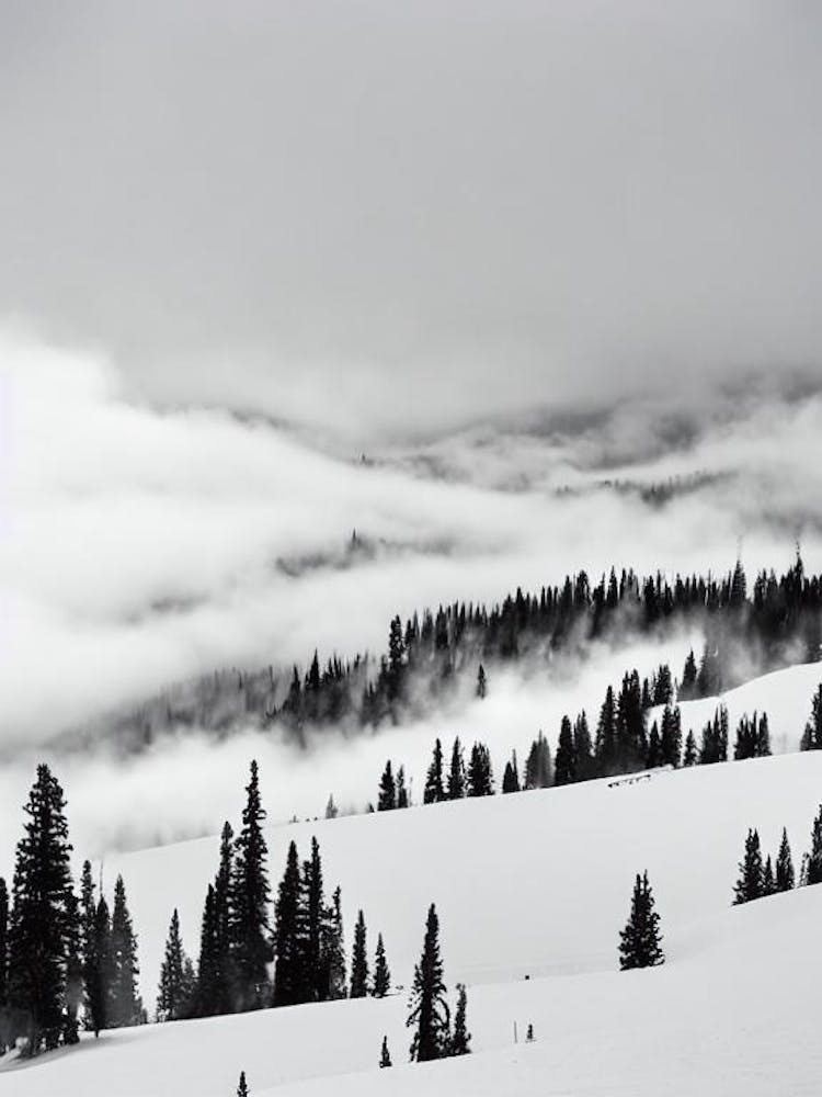 Breckenridge, Usa Black And White Skiing Poster