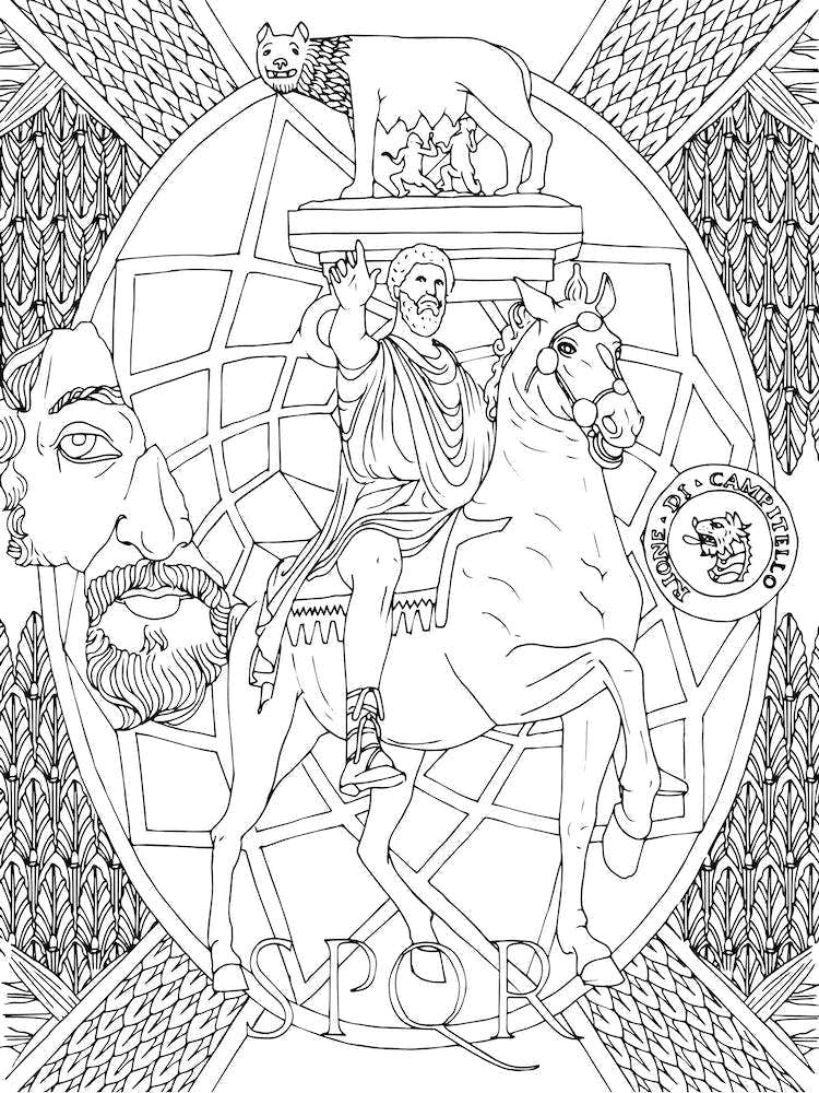 Piazza Del Campidoglio In Rome Line