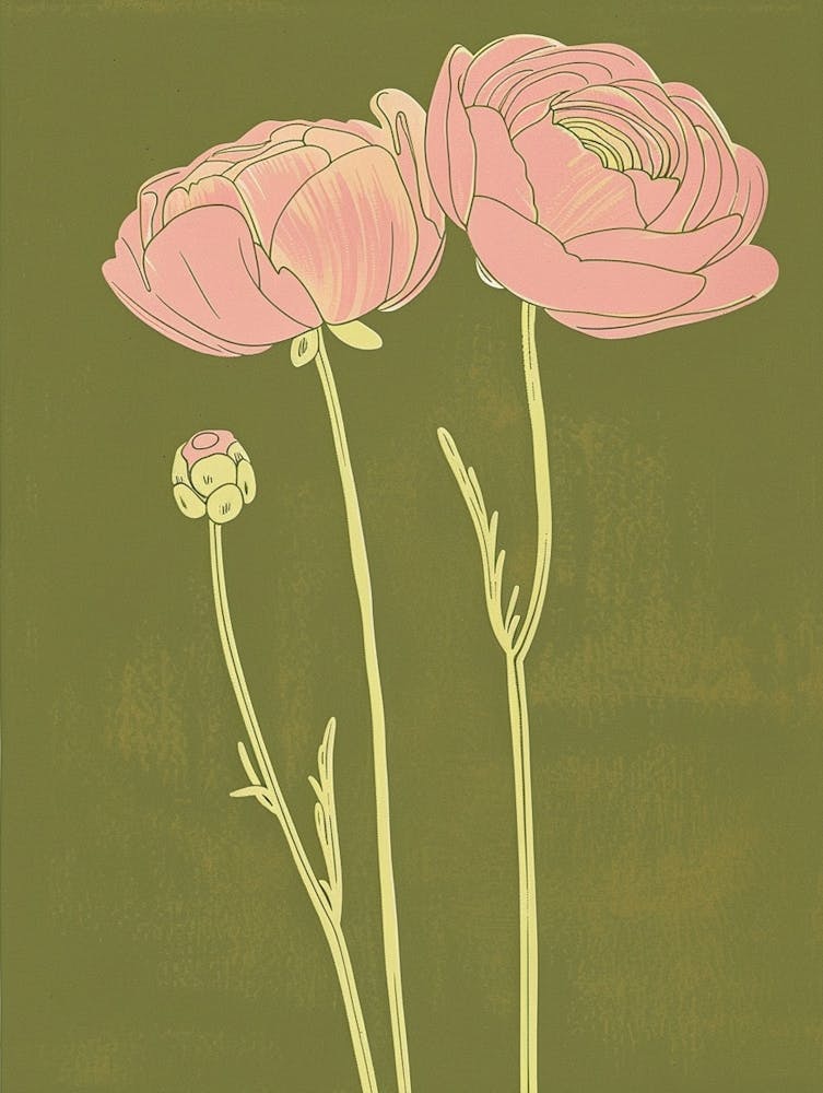 Pink & Green Ranunculus 1