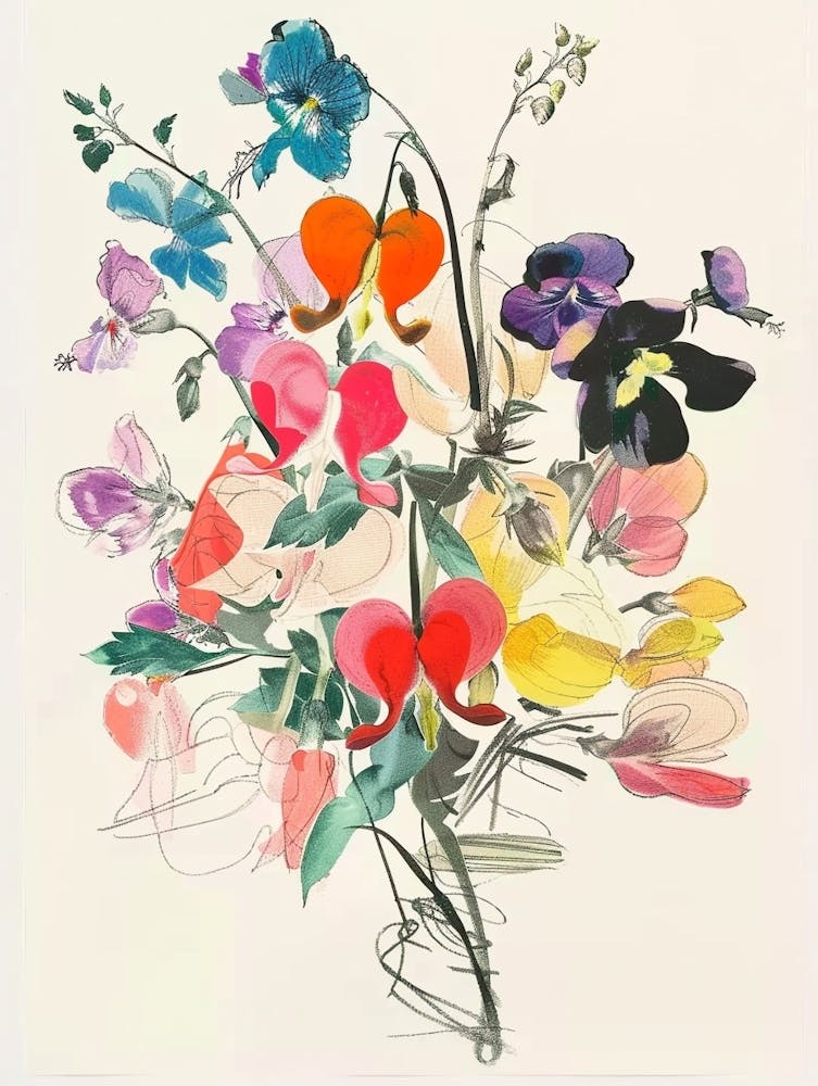 Bleeding Heart 1 Collage Flower Bouquet