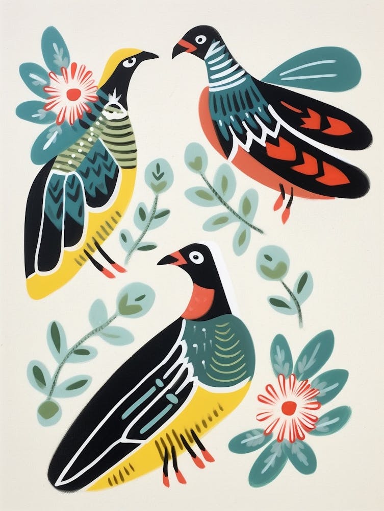 Folk Style Bird Painting Lapwing 1