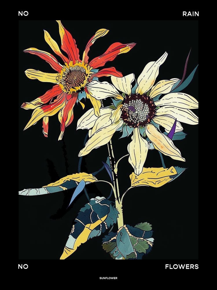 No Rain No Flowers Poster Sunflower 1