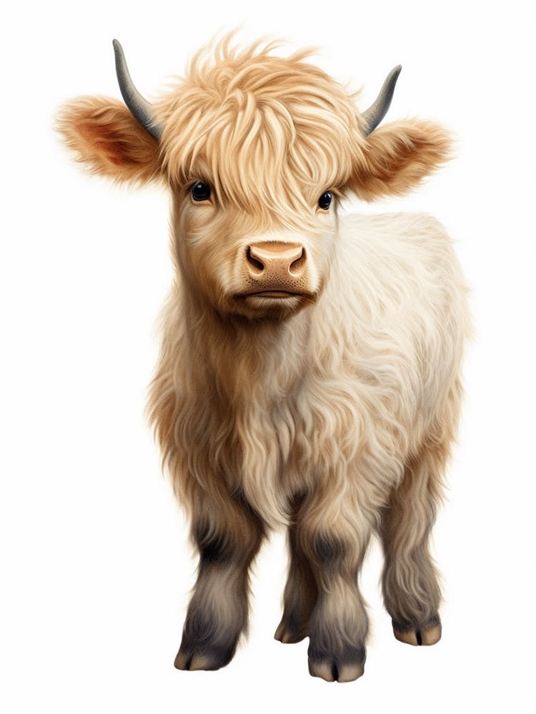 Cute Digital Illustration Of Baby Highland Cow
