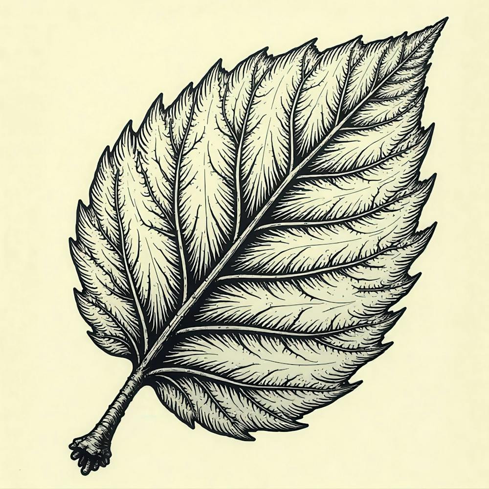 Leaf Ink Drawing