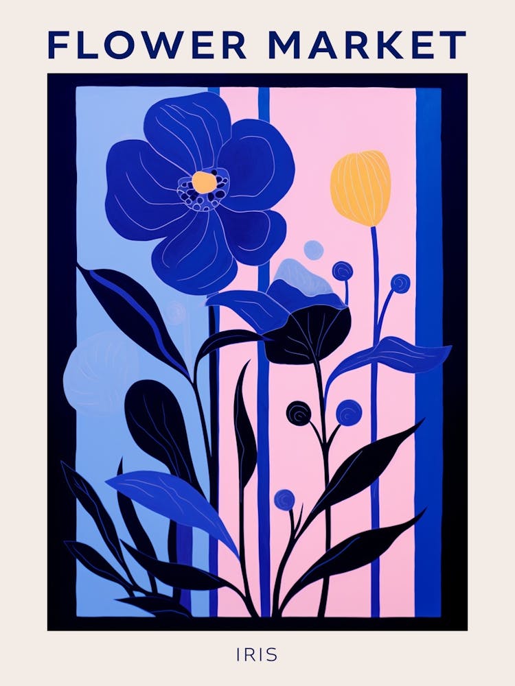 Blue Flower Market Poster Iris 1