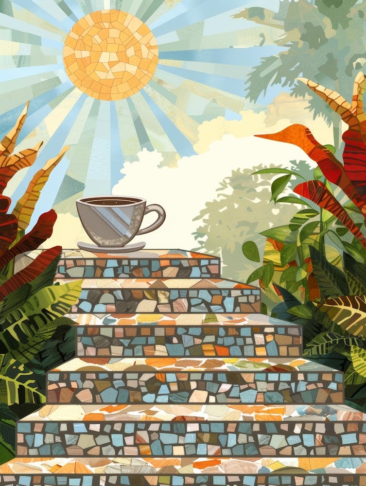 Cup Of Coffee On The Steps