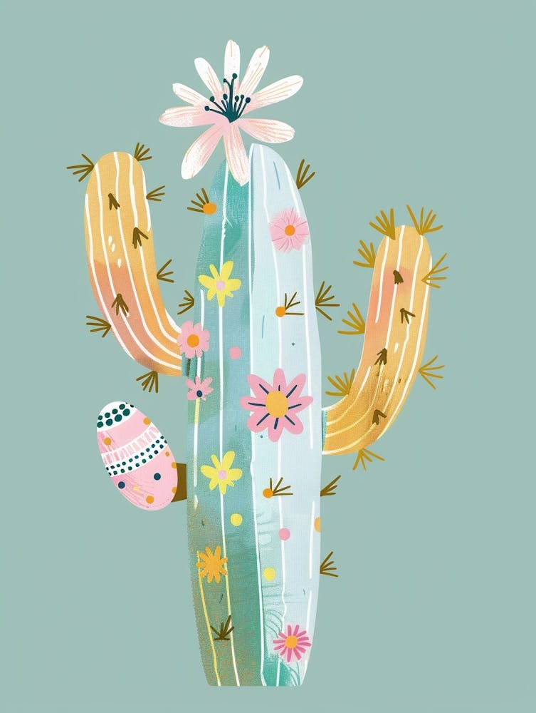 Easter Cactus Plant Minimalist Illustration 4