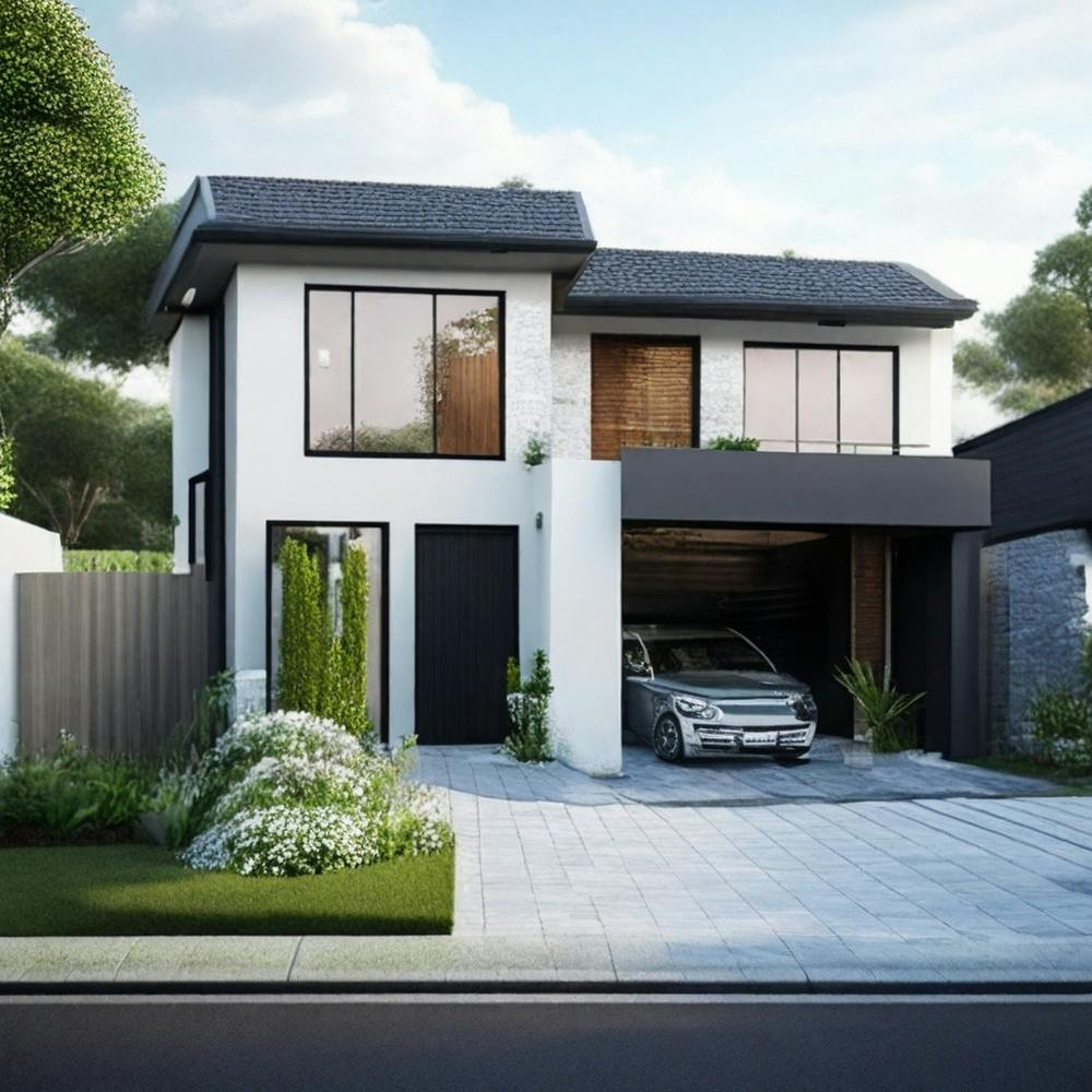 Leonardo Diffusion Xl A Modern House With Four Bedrooms A Balc 0