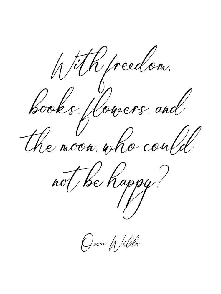 With Freedom, books, flowers and the moon quote