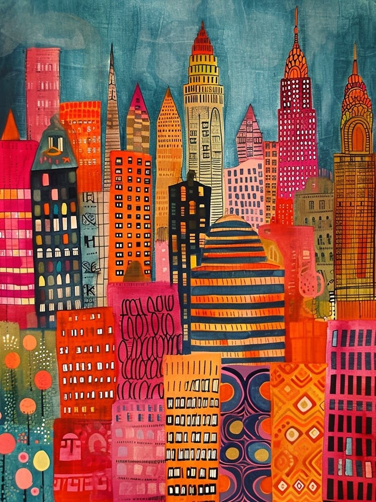 Kitsch Colourful New York Painting 1