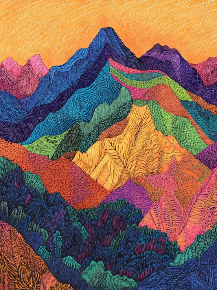 Colourful Mountain Illustration Poster 27