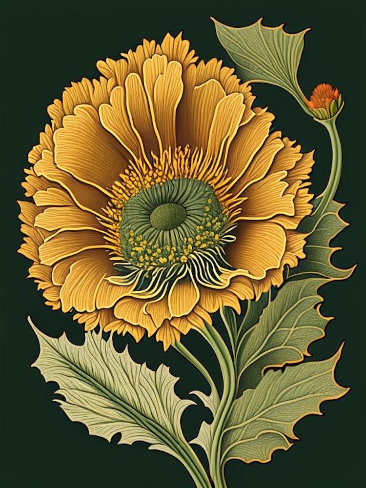 Calendula Leaf Vintage Botanical 1
