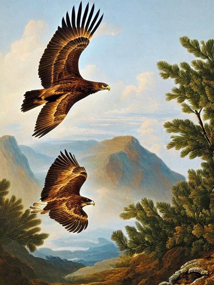 Golden Eagle Haeckel Style Vintage Illustration Bird