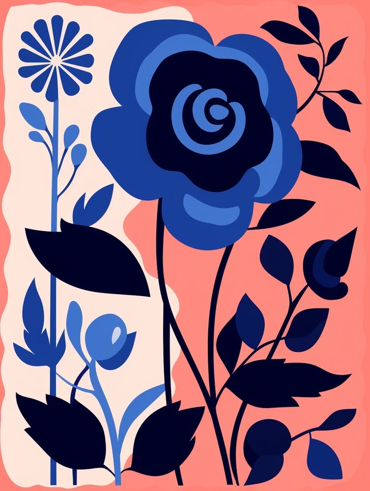 Blue Flower Illustration Rose 6