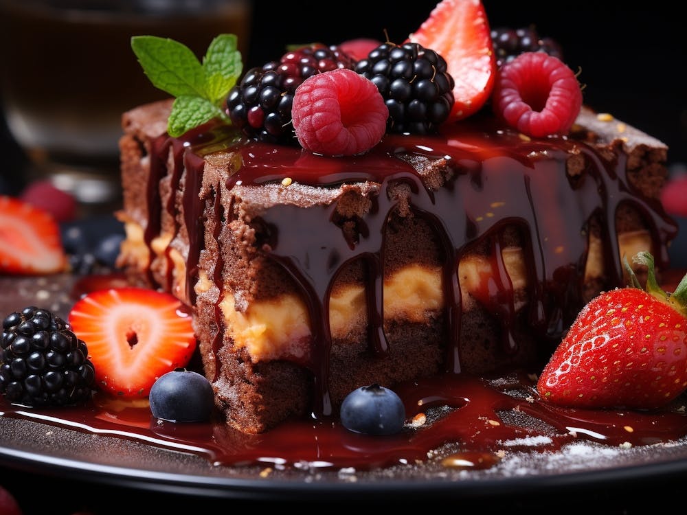 Gâteau au Chocolat aux Baies Sur Une Assiette