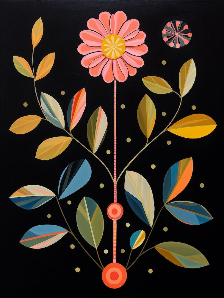 Zinnia 2 Hilma Af Klint Inspired Flower Illustration