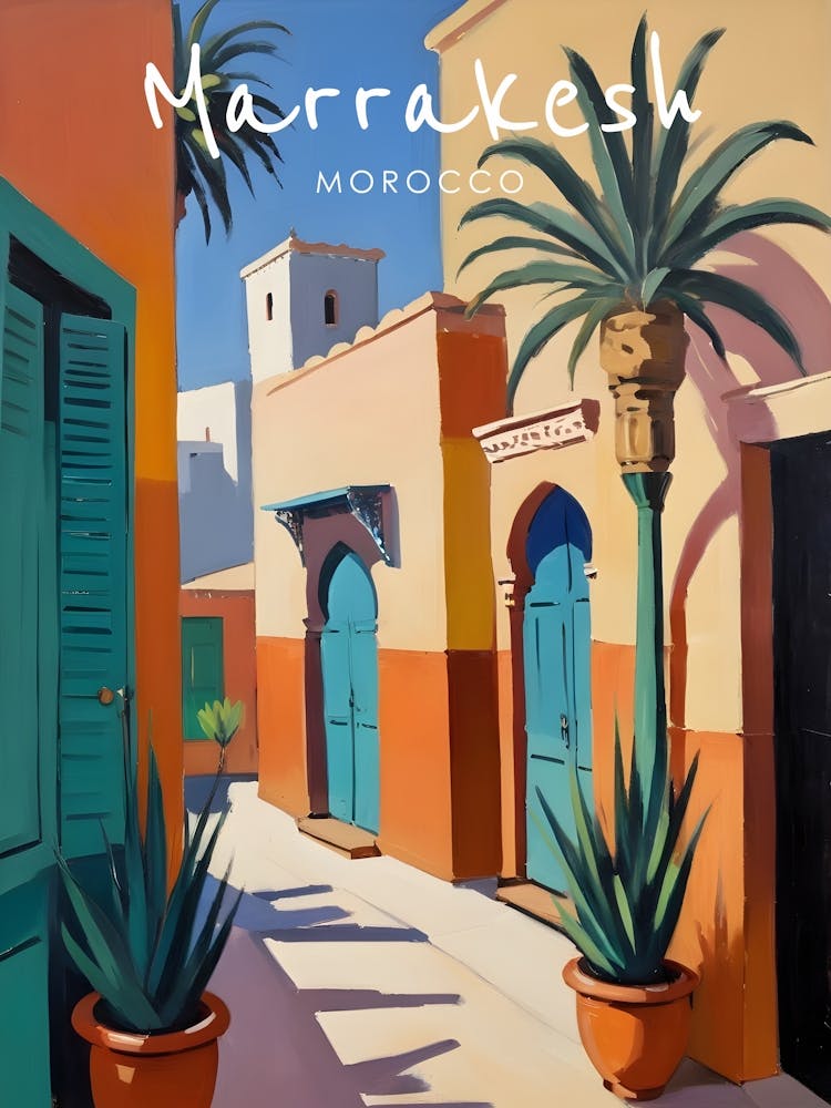 Marrakesh Morocco Travel Poster Fauvist Style Painting