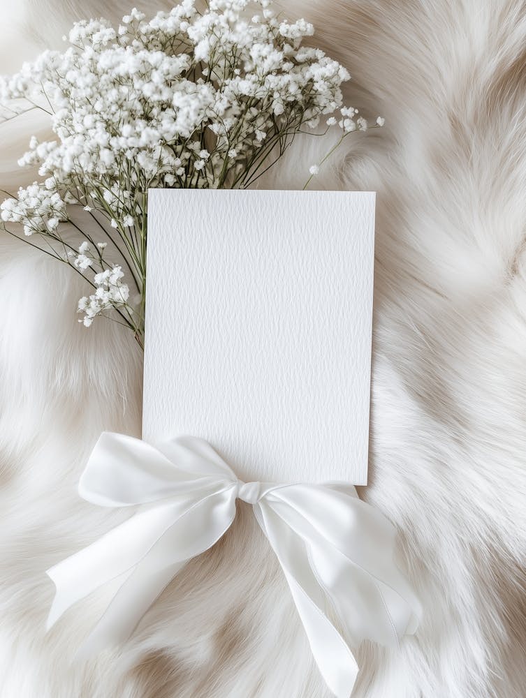 Cnnamqn Flat Lay With Fur Cloth With Babys Breath Flower A Big