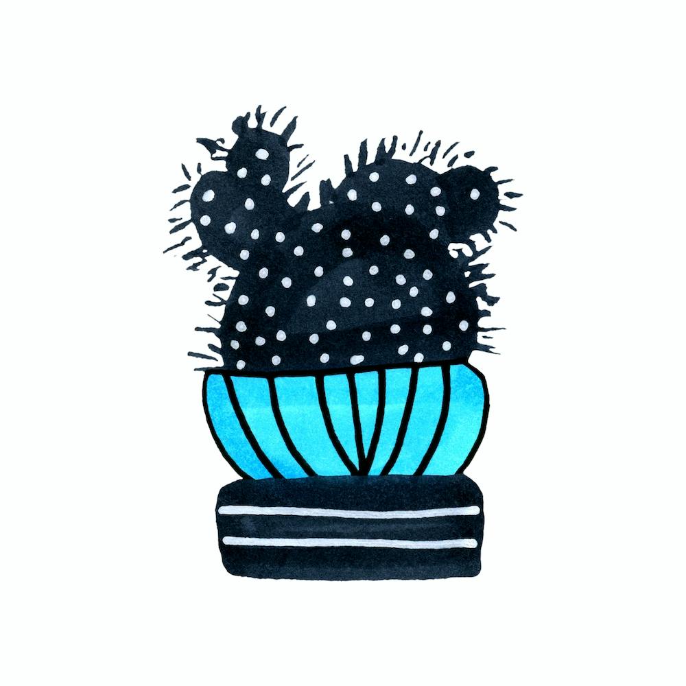 Cactus 3 Desert Plant Blue Black