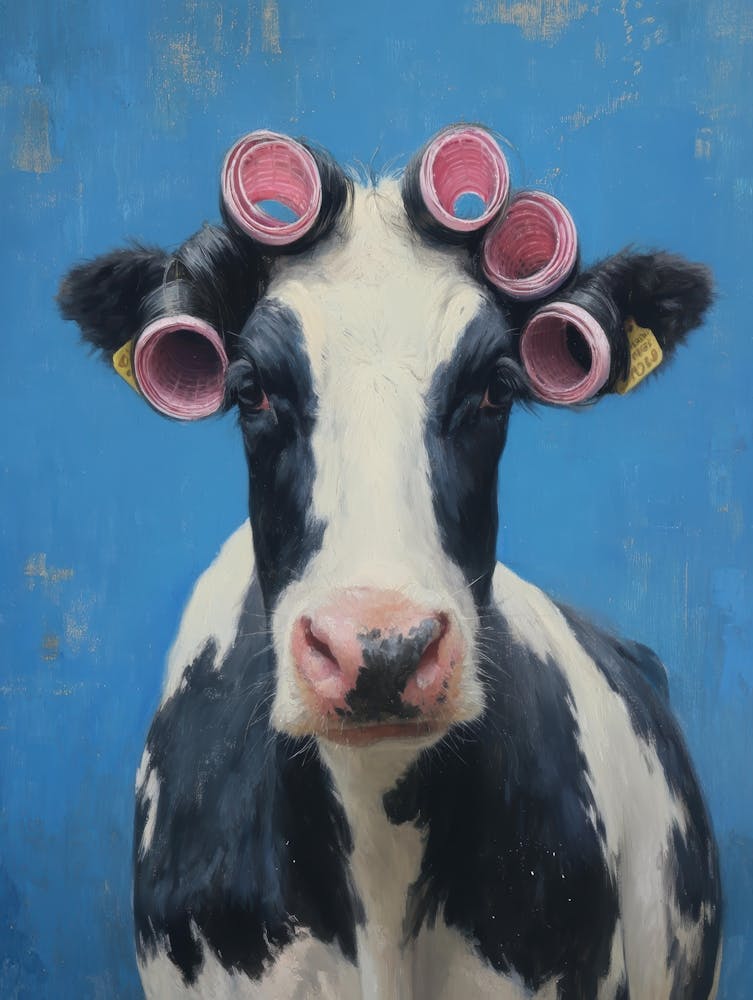 Cow With Curlers