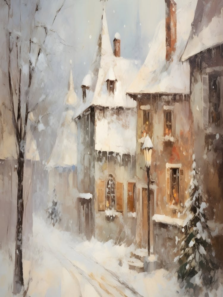 Winter Street In France