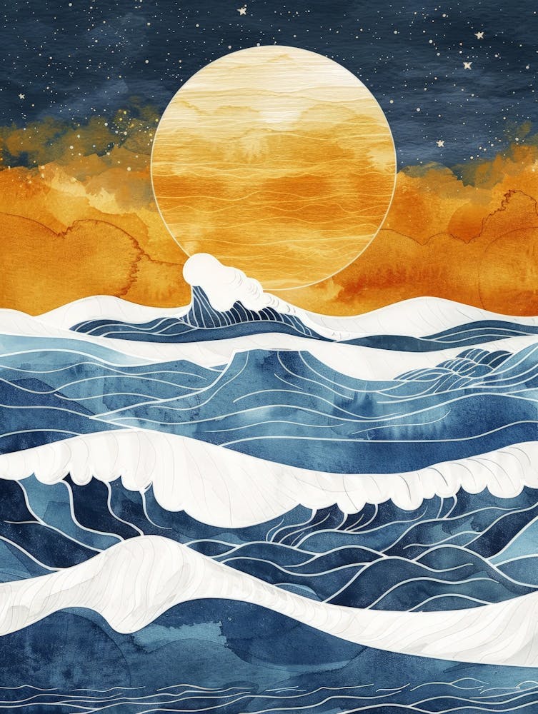 Ocean Waves At Sunset 1