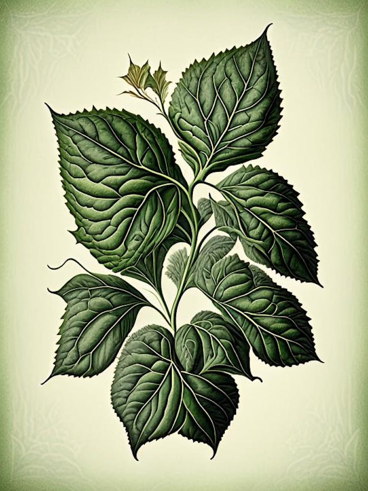 Basil Leaf Vintage Botanical 1