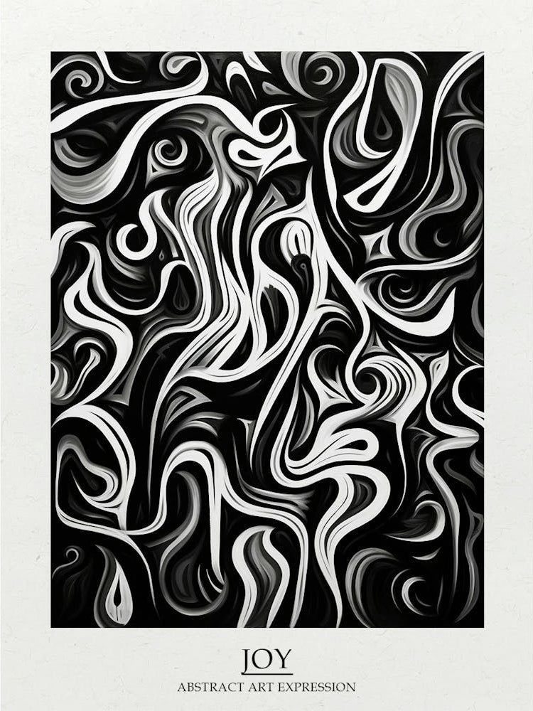 Joy Abstract Black And White 3 Poster