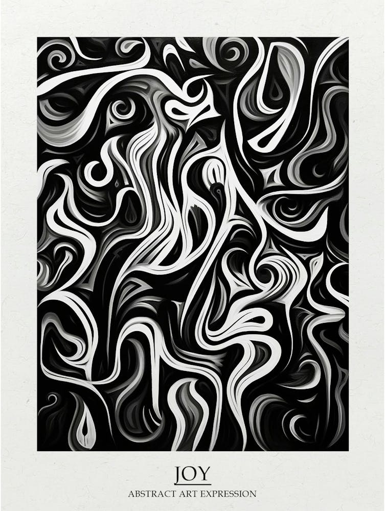 Joy Abstract Black And White 3 Poster