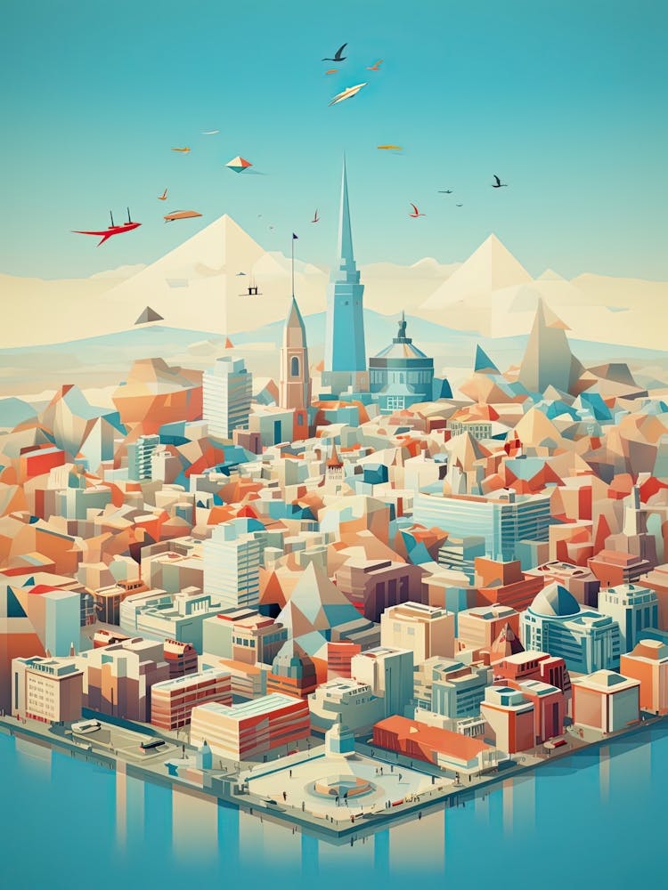 Madrid, Spain, Geometric Illustration 3