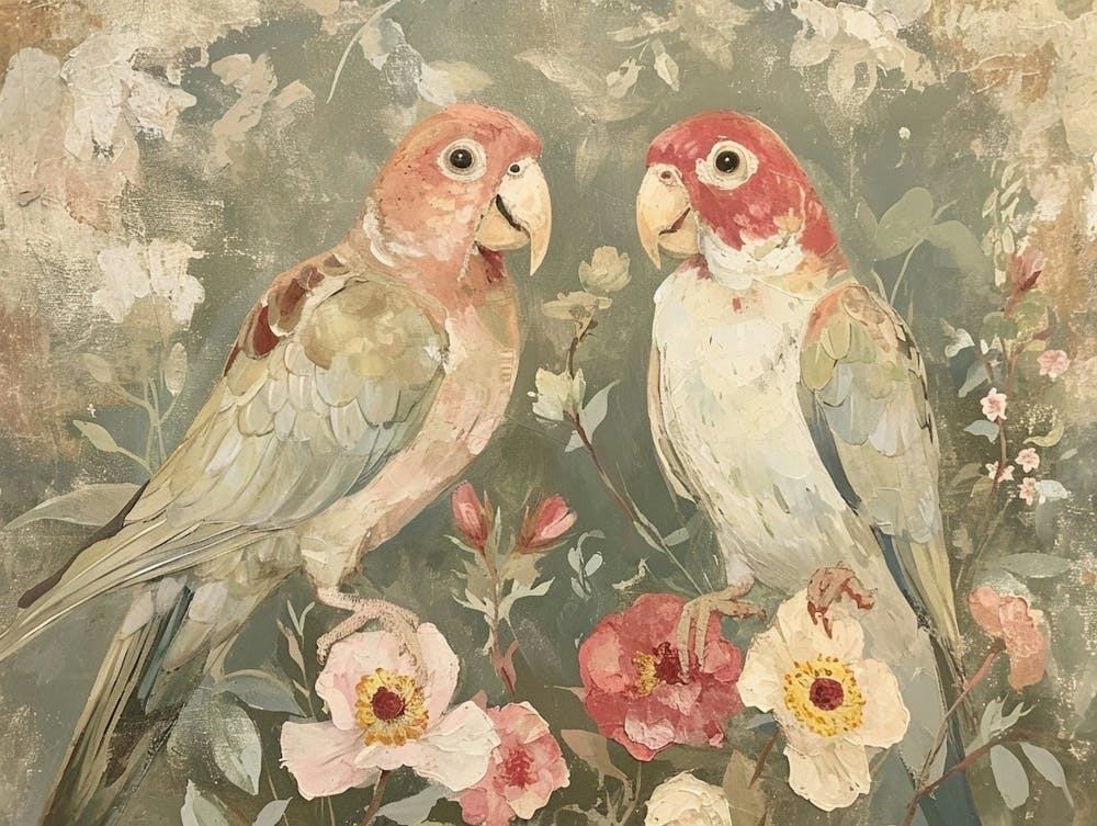Florale Tierillustration Papagei 2