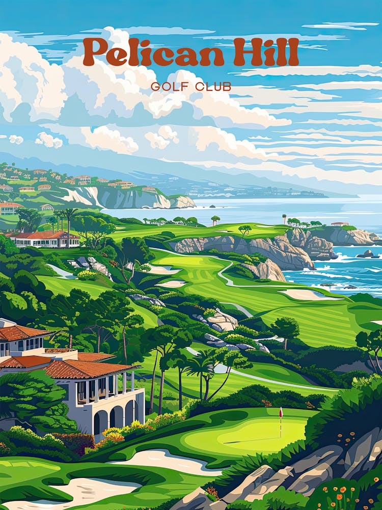 Pelican Hil California Travel Illustration