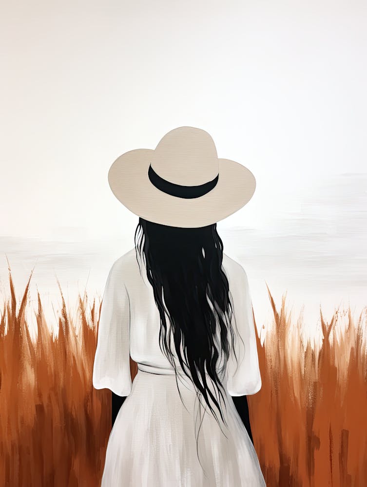 Girl In A Hat, Boho Art Style