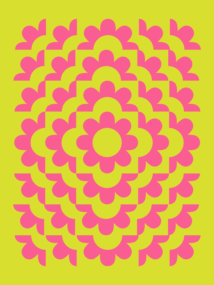 Abstract Flowers Pattern 10 In Pop Baby Pink Lime 01