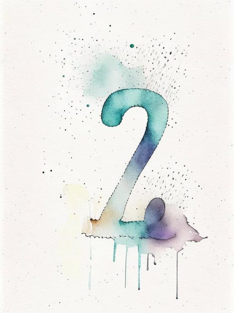2, Number, Education Minimalist Watercolour 3