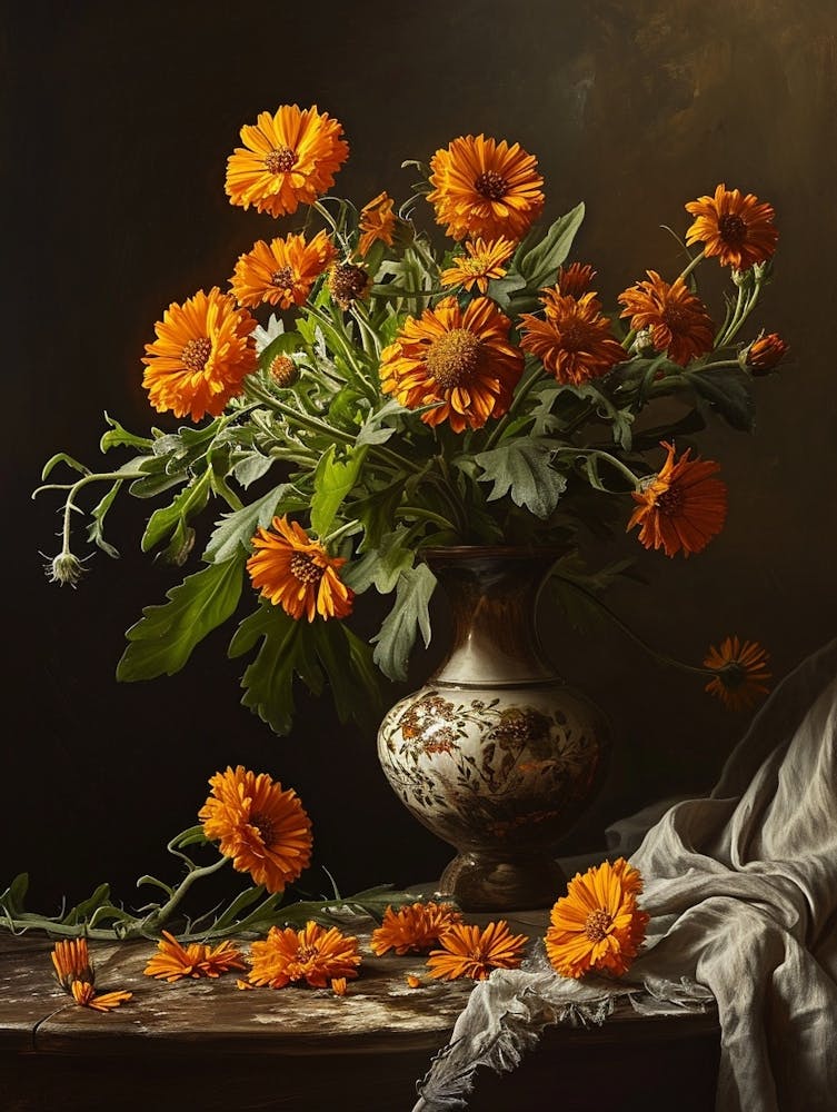 Baroque Floral Still Life Calendula 3