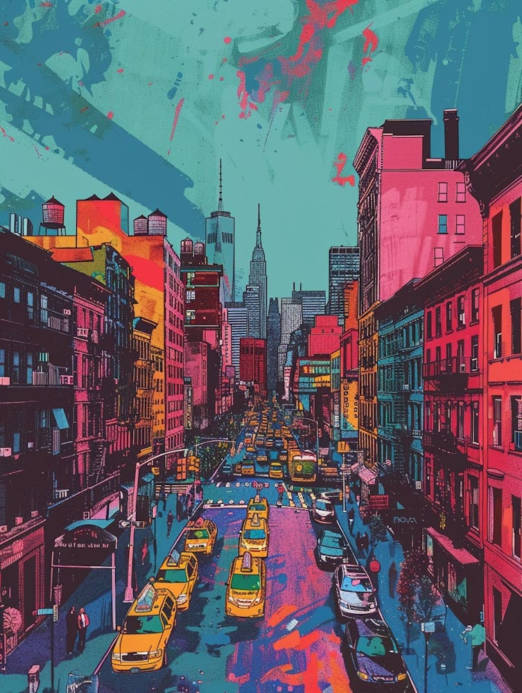 East Village New York Colourful Silkscreen Illustration 3