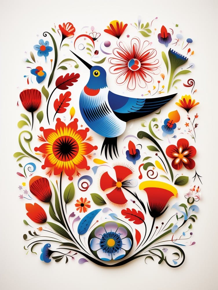 Scandinavian Bird Illustration Hummingbird 4