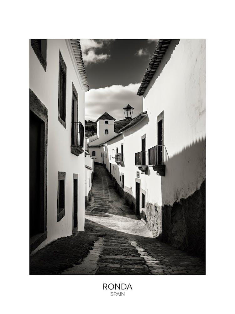 Poster Of Ronda, Spain, Black And White Analogue Photography 1