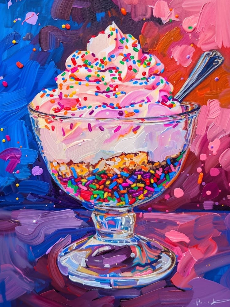 Rainbow Trifle With Sprinkles Mixed Media Painting 2