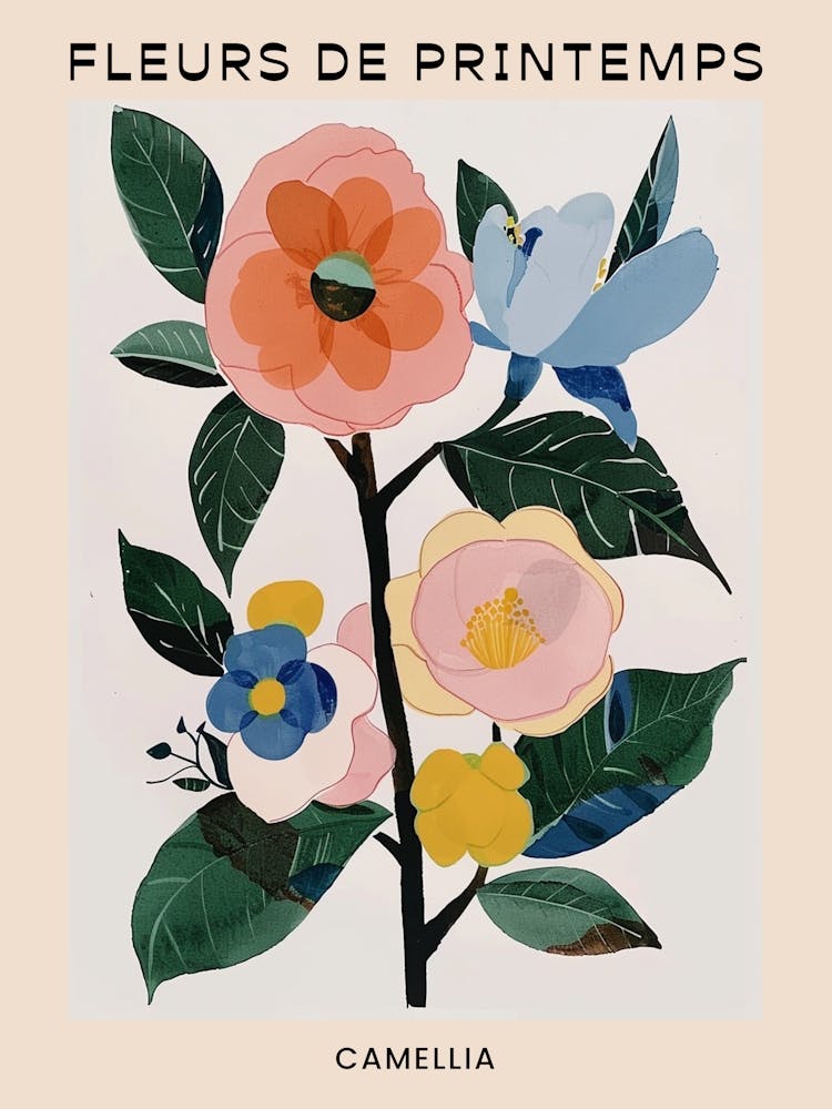 Spring Floral French Poster  Camellia 4
