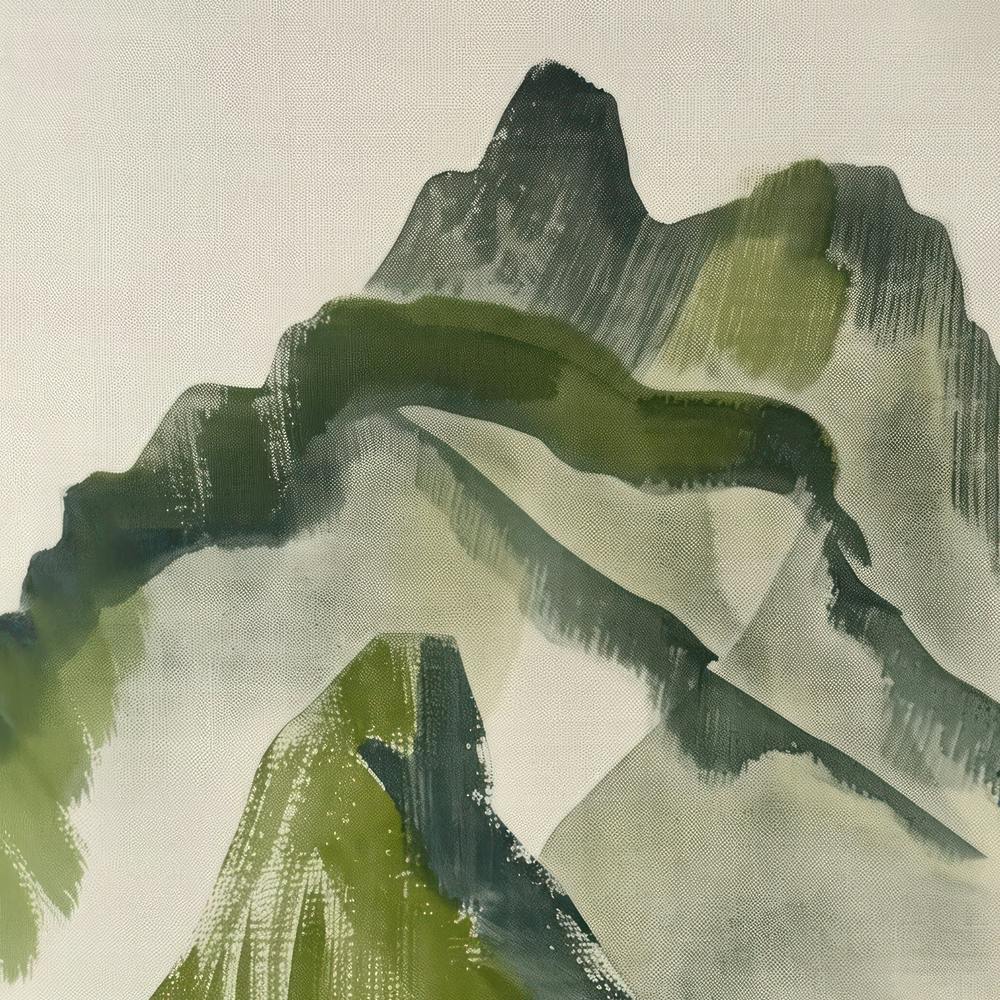 Japanese Watercolour Of Mount Norikura 4