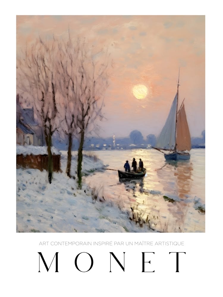 Art Poster Echoing Monet Style Painting, Monet At Seine
